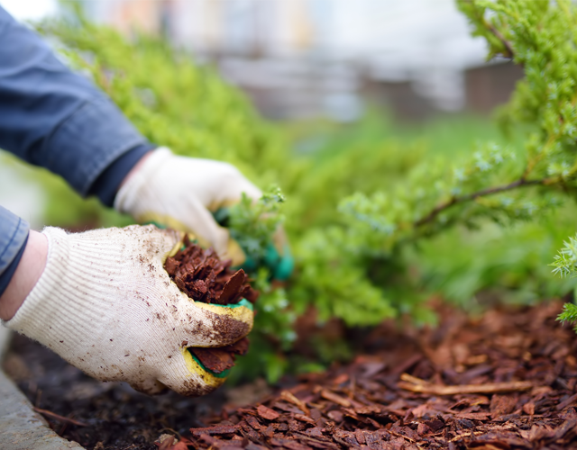 Person Laying Cherry Brown Mulch